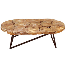 Rustic Recycled Teak Wood Ampyang Oval Coffee Table