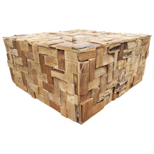Rustic Recycled Teak Wood Java Coffee Table, 32 inch