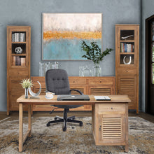 Recycled Teak Wood Louvre Writing Desk with 1 Door & Drawer
