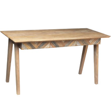 Recycled Teak Wood Brux Art Deco Writing Desk with 3 Drawers