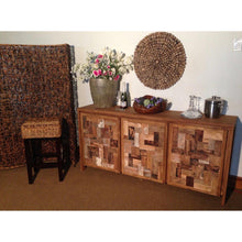 Recycled Teak Wood Mozaik Media Center / Chest with 3 Doors