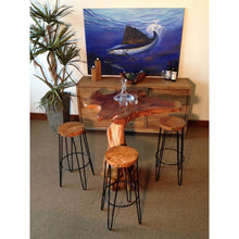 Teak Wood Round Bar Stool