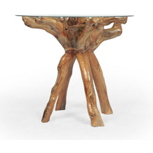 Teak Wood Root Bar Table Including 36 Inch Round Glass Top