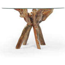 Teak Wood Root Bar Table Including 47 Inch Glass Top