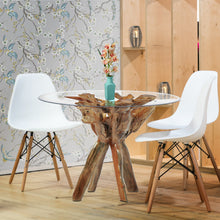 Teak Wood Root Bar Table Including 47 Inch Glass Top