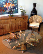 Teak Wood Root Coffee Table Including 55 Inch Round Glass Top