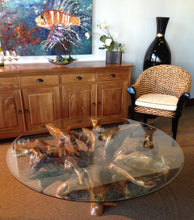 Teak Wood Root Coffee Table including a 63" Round Glass Top