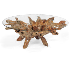 Teak Wood Root Coffee Table including a 63" Round Glass Top