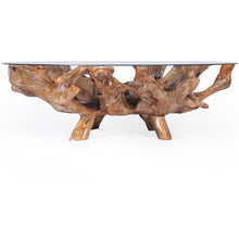 Teak Wood Root Coffee Table Including 55 Inch Round Glass Top