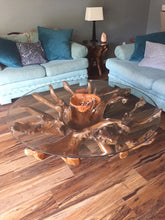 Teak Wood Root Coffee Table Including 55 Inch Round Glass Top