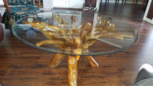 Teak Wood Root Coffee Table Including 43 Inch Round Glass Top