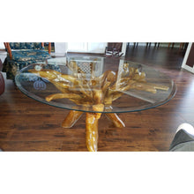 Teak Wood Root Coffee Table Including 43 Inch Round Glass Top