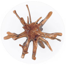 Teak Wood Root Dining Table Including 55 Inch Round Glass Top
