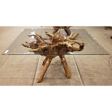 Teak Wood Root Dining Table Including a 55" x 43" Glass Top