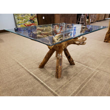 Teak Wood Root Dining Table Including a 55" x 43" Glass Top