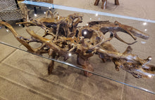 Teak Wood Root Dining Table Including 87 x 43 Inch Glass Top