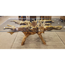 Teak Wood Root Dining Table Including 87 x 43 Inch Glass Top