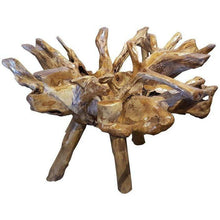 Teak Wood Root Dining Table Including a 63 Inch Round Glass Top