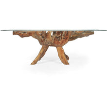 Teak Wood Root Dining Table Including 87 x 43 Inch Glass Top