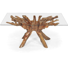 Teak Wood Root Dining Table Including 87 x 43 Inch Glass Top