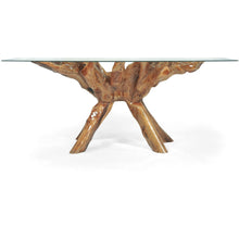 Teak Wood Root Dining Table Including 87 x 43 Inch Glass Top
