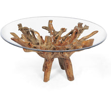 Teak Wood Root Dining Table Including a 63 Inch Round Glass Top - Chic Teak
