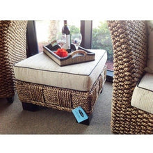 Water Hyacinth Rome Woven Ottoman with Cushion