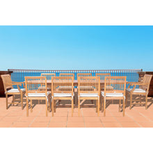 11 Piece Teak Wood Castle Patio Dining Set with Oval Double Extension Table, 8 Side Chairs and 2 Arm Chairs