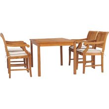 5 Piece Teak Wood Castle 55" Rectangular Small Bistro Dining Set with 4 Arm Chairs