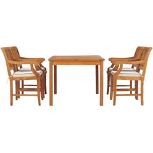5 Piece Teak Wood Castle 55" Rectangular Small Bistro Dining Set with 4 Arm Chairs