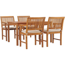 5 Piece Teak Wood Castle 55" Rectangular Small Bistro Dining Set with 4 Arm Chairs