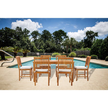 7 Piece Teak Wood Castle 63" Rectangular Medium Bistro Dining Set with 6 Side Chairs