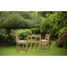 3 Piece Teak Wood Castle Intimate Patio Bistro Bar Set with 27" Bar Table & 2 Barstools