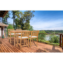 5 Piece Teak Wood Castle 55" Rectangular Small Bistro Bar Set including 4 Barstools with Arms