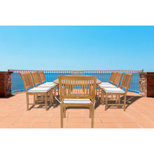 9 Piece Teak Wood Castle Patio Dining Set with Oval Extension Table, 6 Side Chairs and 2 Arm Chairs