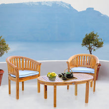 3 Piece Teak Wood Peanut Patio Lounge Set, 2 Chairs & Coffee Table