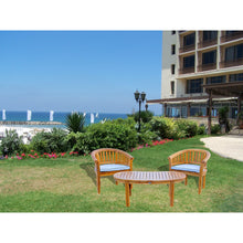 3 Piece Teak Wood Peanut Patio Lounge Set, 2 Chairs & Coffee Table
