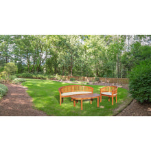3 Piece Teak Wood Peanut Patio Lounge Set, Double Bench, Chair & Coffee Table