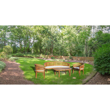 4 Piece Teak Wood Peanut Patio Lounge Set, Triple Bench, 2 Chairs & Coffee Table