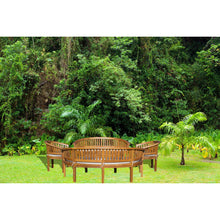 5 Piece Teak Wood Peanut Patio Lounge Set, Double Bench, Triple Bench, 2 Chairs & Coffee Table