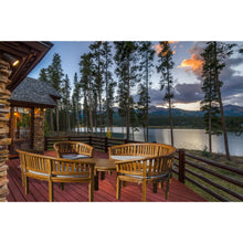 5 Piece Teak Wood Peanut Patio Lounge Set, Double Bench, Triple Bench, 2 Chairs & Coffee Table