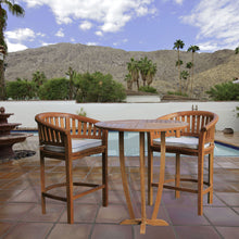 3 Piece Teak Wood Peanut Patio Bar Set, 2 Bar Chairs and 35" Round Miami Bar Table