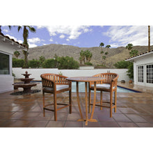 3 Piece Teak Wood Peanut Patio Bar Set, 2 Bar Chairs and 35" Round Miami Bar Table