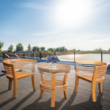 3 Piece Teak Wood Half Moon Patio Dining Set, 2 Chairs and 47" Round Table