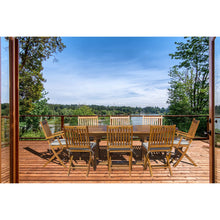 9 Piece Teak Wood Santa Barbara Patio Dining Set with Oval Extension Table, 2 Folding Arm Chairs and 6 Folding Side Chairs