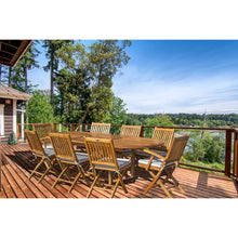 9 Piece Teak Wood Santa Barbara Patio Dining Set with Oval Extension Table, 2 Folding Arm Chairs and 6 Folding Side Chairs