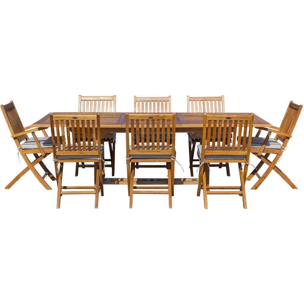 9 Piece Teak Wood Santa Barbara Patio Dining Set with Rectangular ...