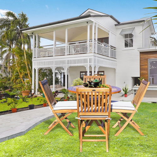 5 Piece Teak Wood Santa Barbara Patio Dining Set, 47