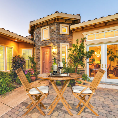 3 Piece Teak Wood California Patio Dining Set, 36