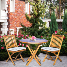 3 Piece Teak Wood Santa Barbara Patio Dining Set, 36" Round Folding Table with 2 Folding Side Chairs